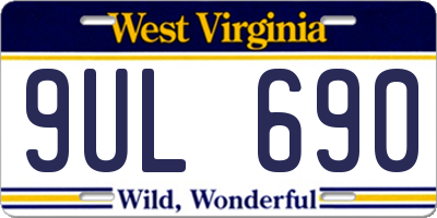 WV license plate 9UL690