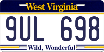 WV license plate 9UL698