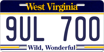 WV license plate 9UL700