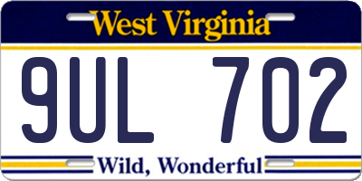 WV license plate 9UL702