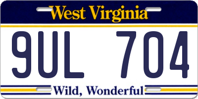 WV license plate 9UL704