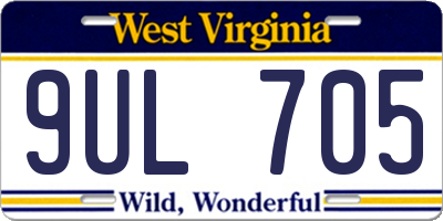WV license plate 9UL705