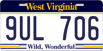 WV license plate 9UL706