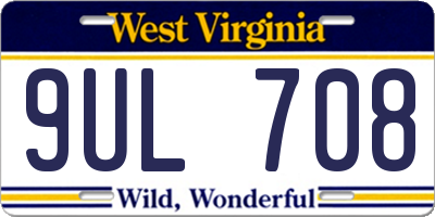 WV license plate 9UL708