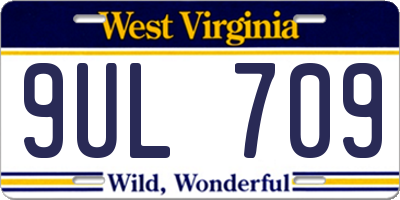 WV license plate 9UL709