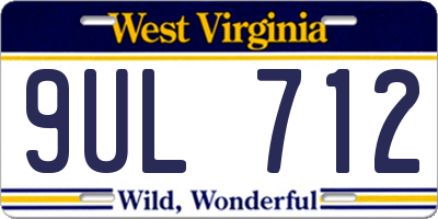 WV license plate 9UL712