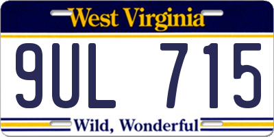 WV license plate 9UL715