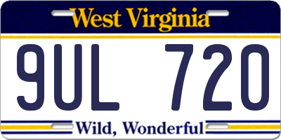 WV license plate 9UL720