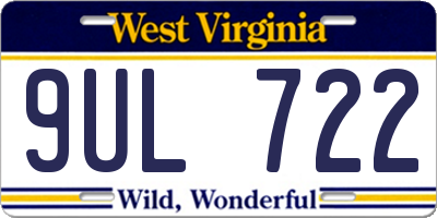 WV license plate 9UL722