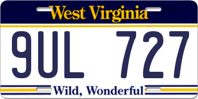 WV license plate 9UL727