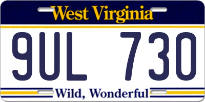 WV license plate 9UL730