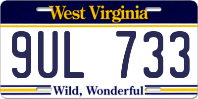 WV license plate 9UL733