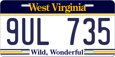 WV license plate 9UL735
