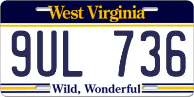 WV license plate 9UL736