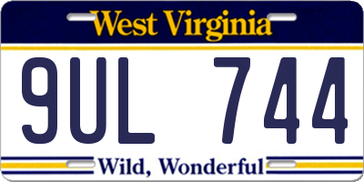 WV license plate 9UL744