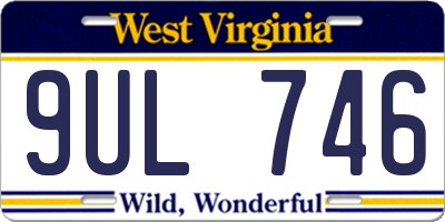 WV license plate 9UL746