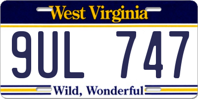WV license plate 9UL747