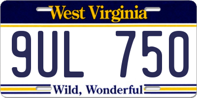WV license plate 9UL750