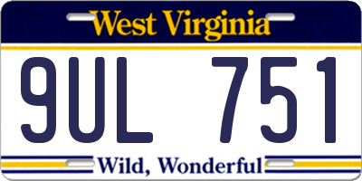 WV license plate 9UL751
