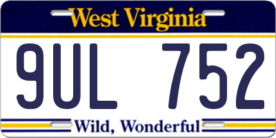 WV license plate 9UL752