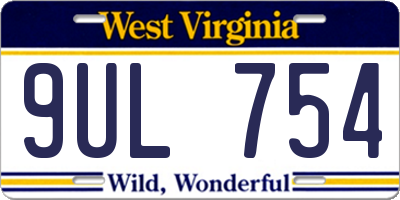 WV license plate 9UL754