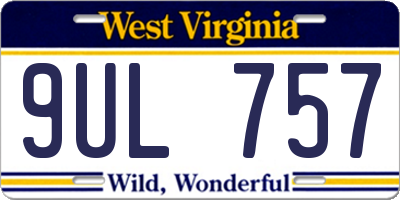 WV license plate 9UL757