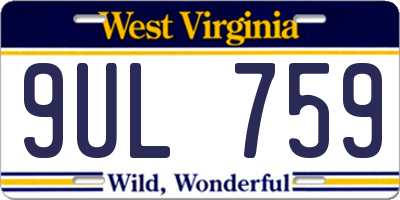 WV license plate 9UL759
