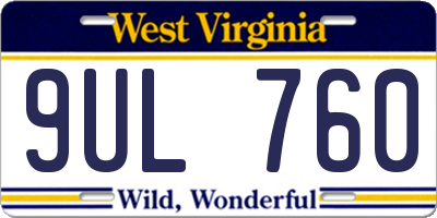 WV license plate 9UL760
