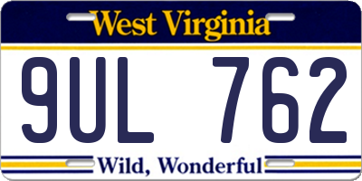 WV license plate 9UL762
