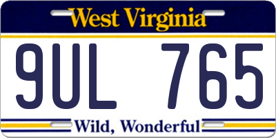 WV license plate 9UL765