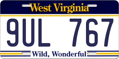WV license plate 9UL767