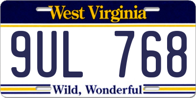 WV license plate 9UL768