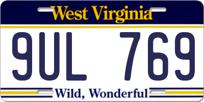 WV license plate 9UL769