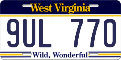 WV license plate 9UL770