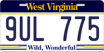 WV license plate 9UL775