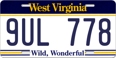 WV license plate 9UL778