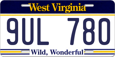WV license plate 9UL780