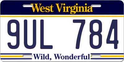 WV license plate 9UL784