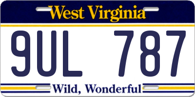WV license plate 9UL787