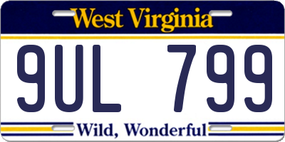 WV license plate 9UL799