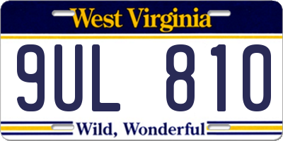 WV license plate 9UL810