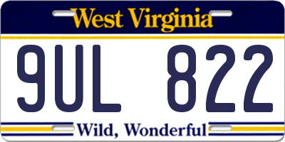 WV license plate 9UL822