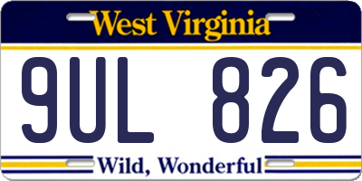 WV license plate 9UL826