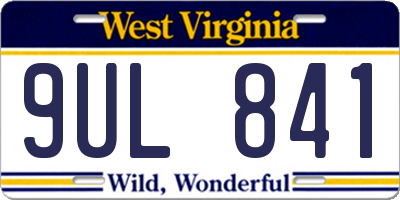 WV license plate 9UL841