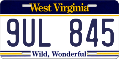 WV license plate 9UL845