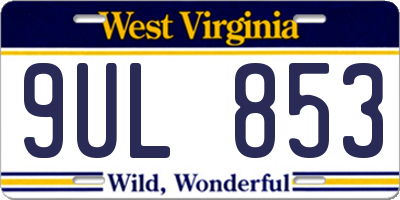 WV license plate 9UL853
