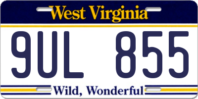 WV license plate 9UL855