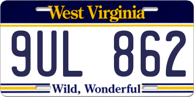 WV license plate 9UL862