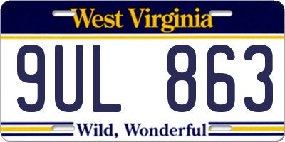 WV license plate 9UL863