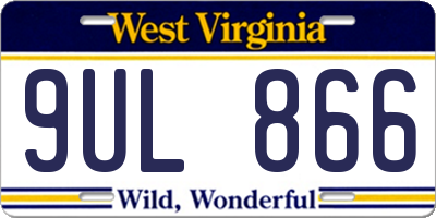 WV license plate 9UL866